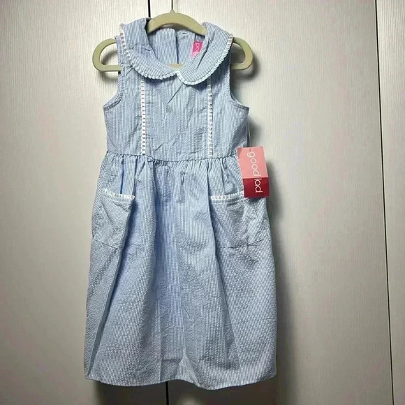 Good Lad Chambray striped Pinafore dress NWT girls 5 - Picture 1 of 8